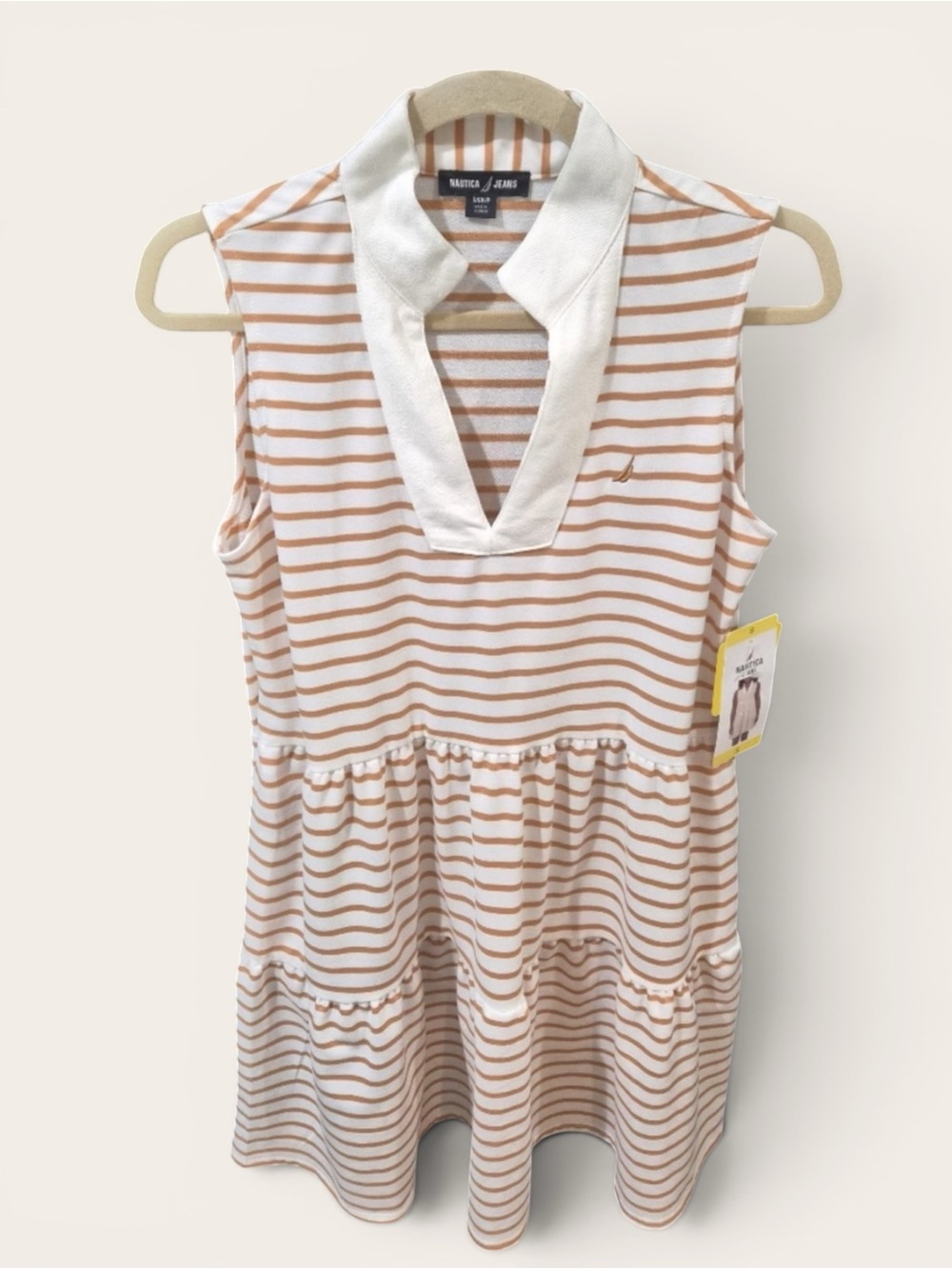 NWT | Nautica Tan and White Striped Preppy Dress | Size Small - Picture 3 of 8